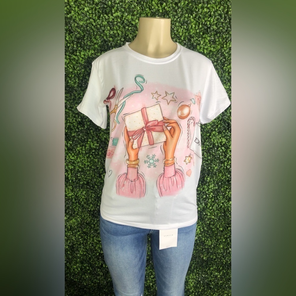 One size fashion‎ graphic white Tee shirt nwt - Picture 7 of 9